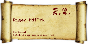 Riger Márk névjegykártya